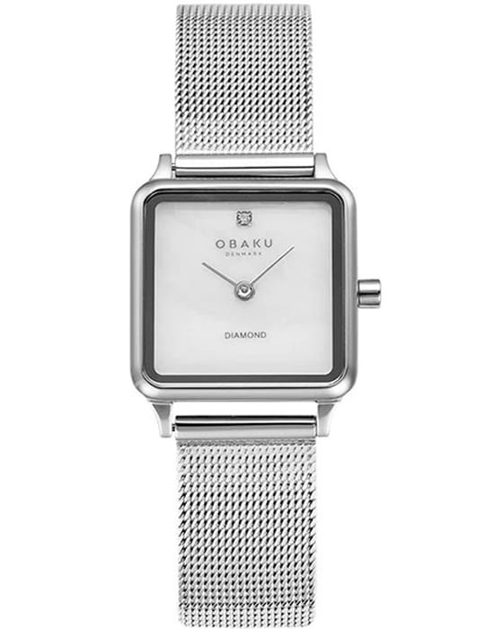 Obaku Obaku Diamond V301LXCWMC  V301LXCWMC кварцевые женские часы белый циферблат, браслет нержавеющая сталь — вид спереди